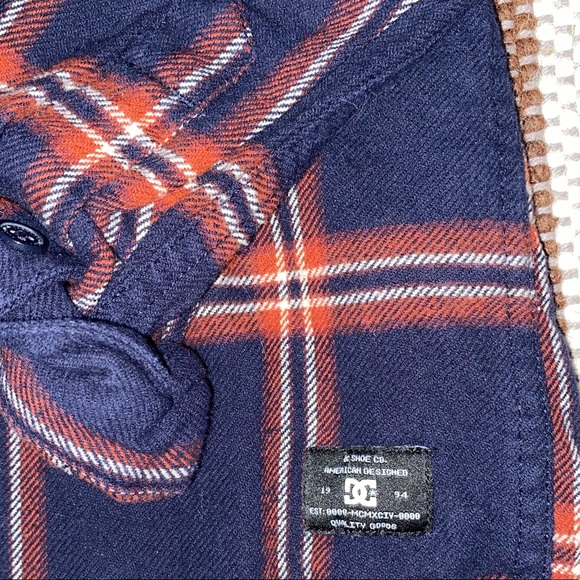 DC Flannel Hoodie Button down shirt LG 14 - Picture 4 of 5